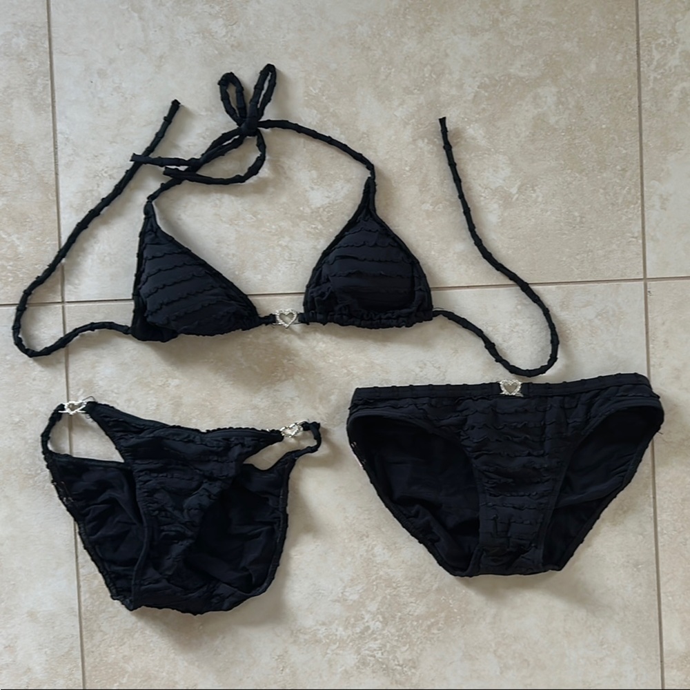 XOXO Black Swimwear with Silver Details